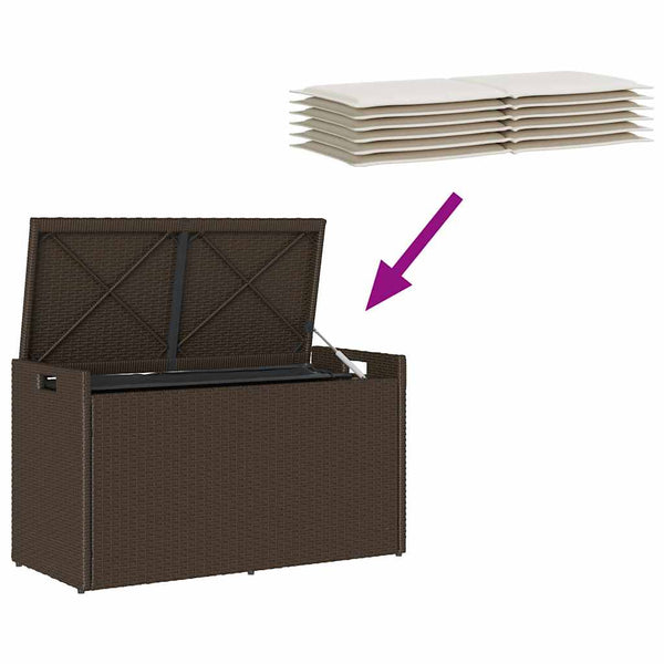 vidaXL Banc de jardin avec rangement et coussin marron 100 cm