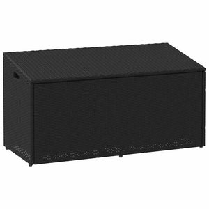 Garten Aufbewahrungsbox Poly Rattan Schwarz 110cm
