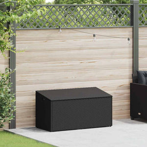 Garten Aufbewahrungsbox Poly Rattan Schwarz 110cm