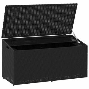 Garten Aufbewahrungsbox Poly Rattan Schwarz 110cm