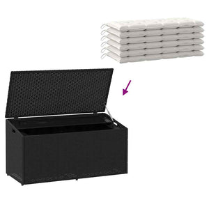 Garten Aufbewahrungsbox Poly Rattan Schwarz 110cm