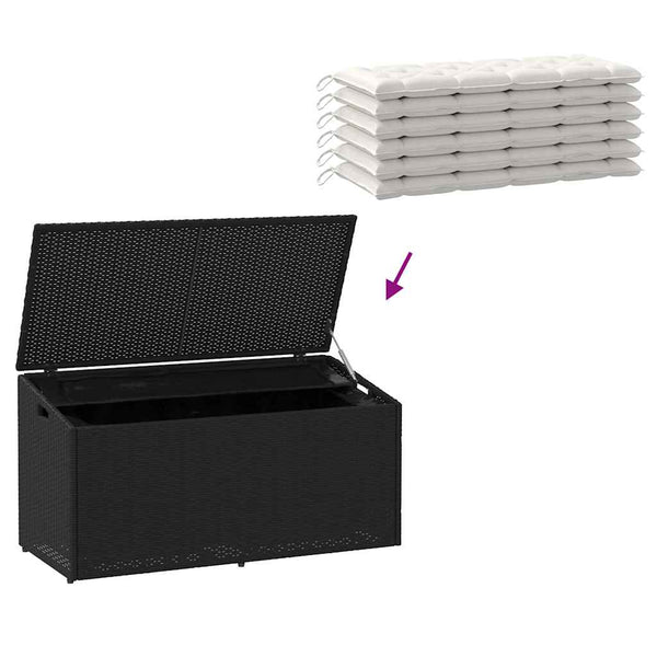 Garten Aufbewahrungsbox Poly Rattan Schwarz 110cm