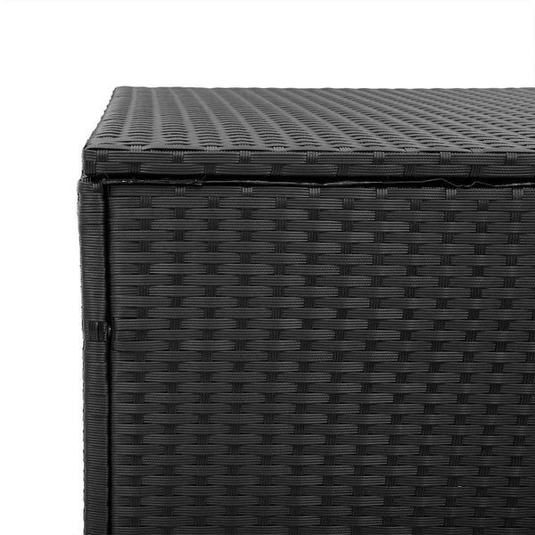 Garten Aufbewahrungsbox Poly Rattan Schwarz 110cm