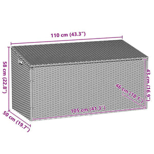 Garten Auflagenbox Braun Poly Rattan 110 cm