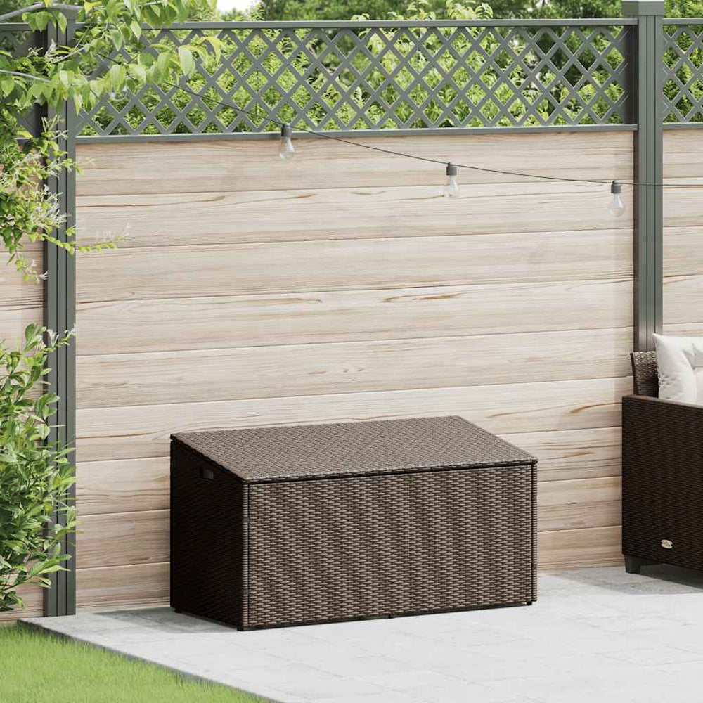 Garten Auflagenbox Braun Poly Rattan 110 cm