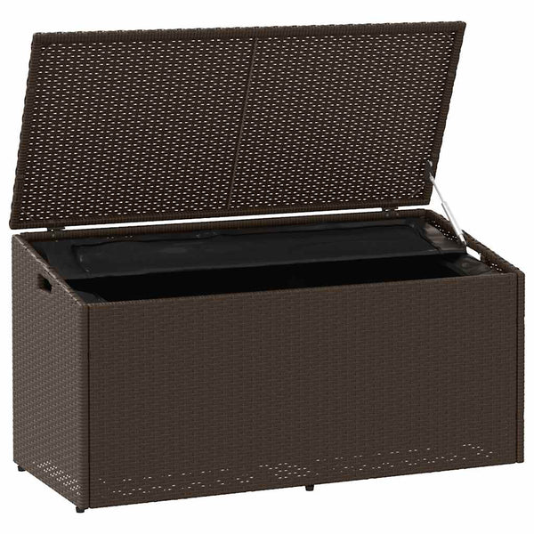 Garten Auflagenbox Braun Poly Rattan 110 cm