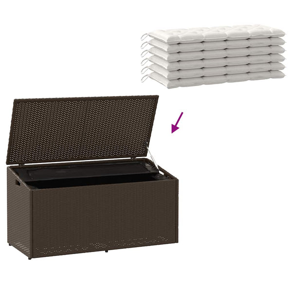 Garten Auflagenbox Braun Poly Rattan 110 cm