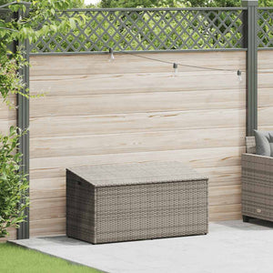 Garten Aufbewahrungsbox Grau Poly Rattan 110cm