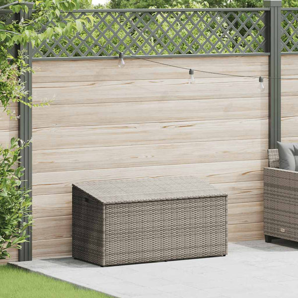 Garten Aufbewahrungsbox Grau Poly Rattan 110cm