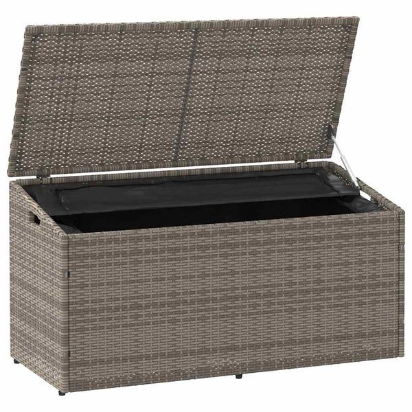 Garten Aufbewahrungsbox Grau Poly Rattan 110cm