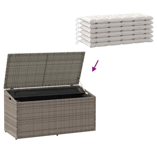 Garten Aufbewahrungsbox Grau Poly Rattan 110cm