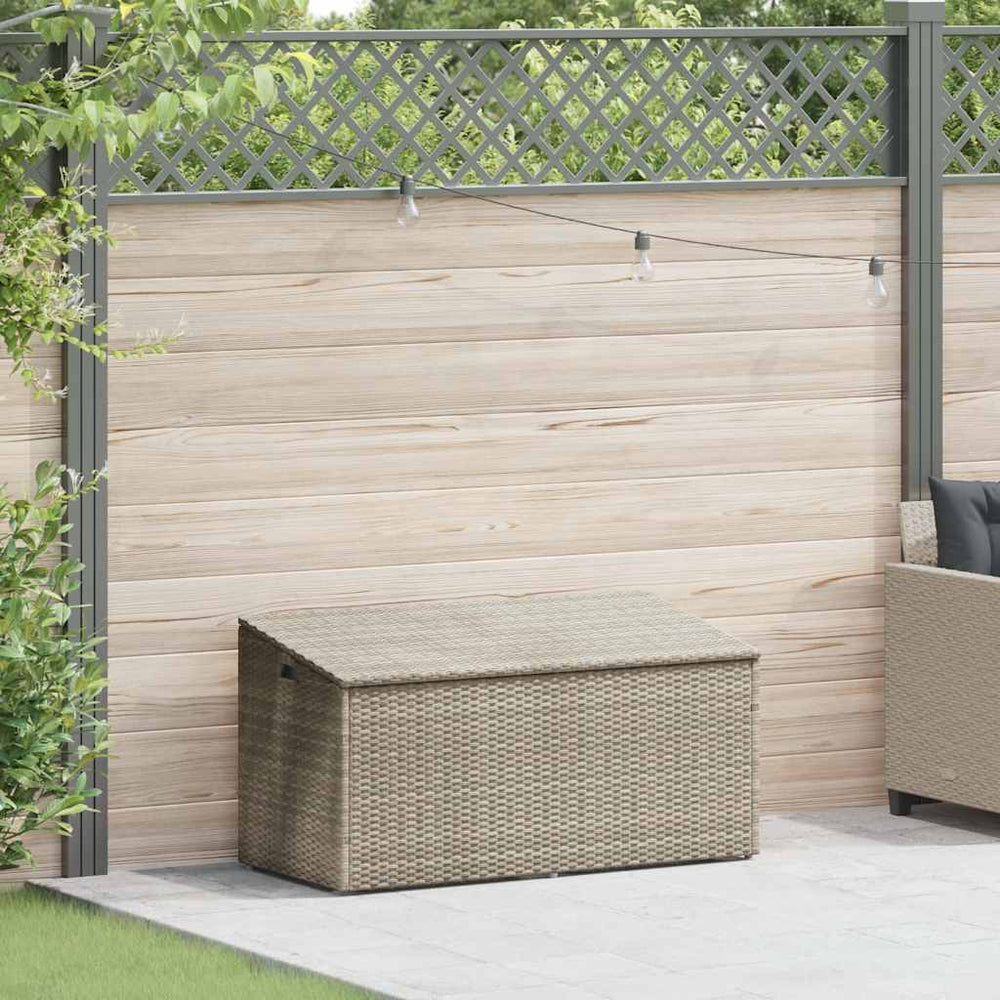 Garten Auflagenbox Hellgrau Poly Rattan 110 cm