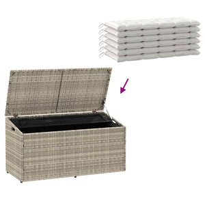 Garten Auflagenbox Hellgrau Poly Rattan 110 cm