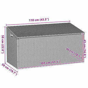 Garten Auflagenbox Hellgrau Poly Rattan 110 cm