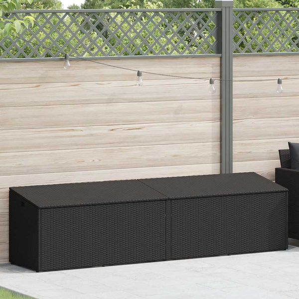 Garten Auflagenbox Schwarz Poly Rattan 220 cm