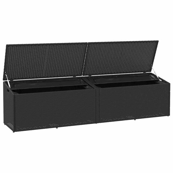Garten Auflagenbox Schwarz Poly Rattan 220 cm