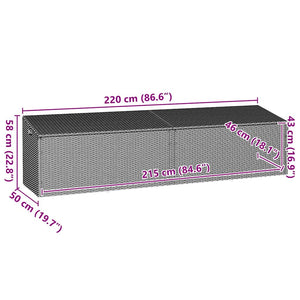 Garten Auflagenbox Braun Poly Rattan 220 cm