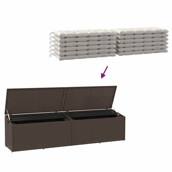 Garten Auflagenbox Braun Poly Rattan 220 cm