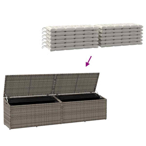 Garten Auflagenbox Grau 220 cm Poly Rattan