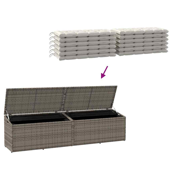 Garten Auflagenbox Grau 220 cm Poly Rattan