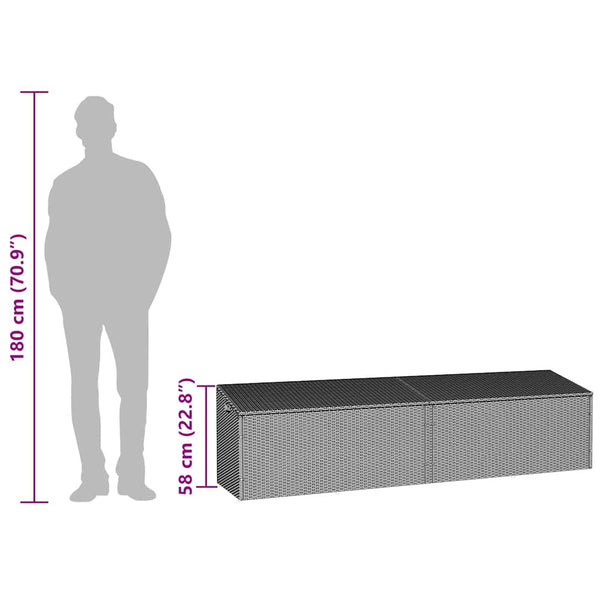Garten Auflagenbox Hellgrau Poly Rattan 220 cm