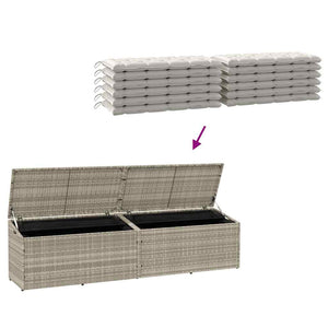 Garten Auflagenbox Hellgrau Poly Rattan 220 cm