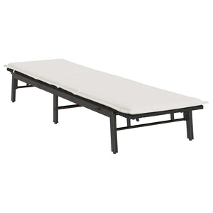 Schwarze Poly Rattan Sonnenliege mit Auflage