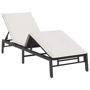 Schwarze Poly Rattan Sonnenliege mit Auflage
