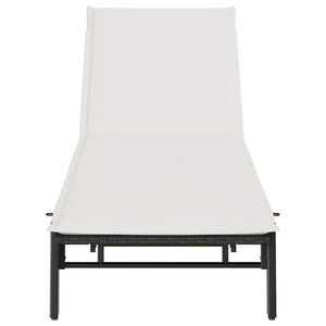 Schwarze Poly Rattan Sonnenliege mit Auflage