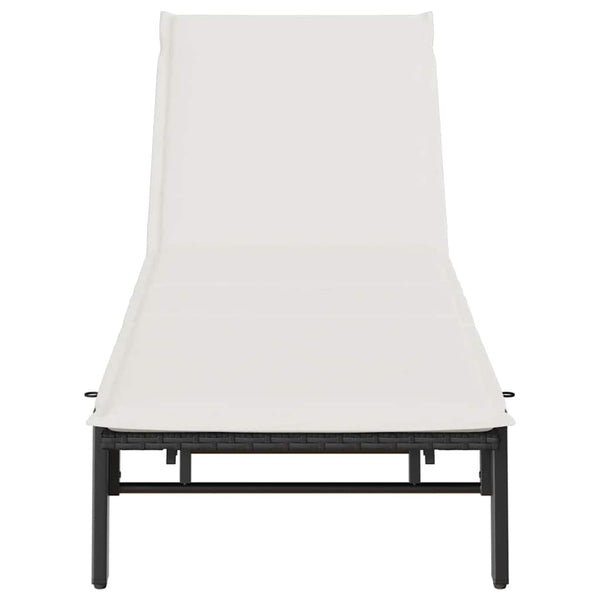 Schwarze Poly Rattan Sonnenliege mit Auflage