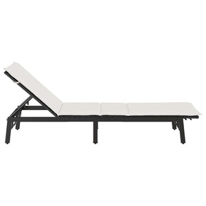 Schwarze Poly Rattan Sonnenliege mit Auflage