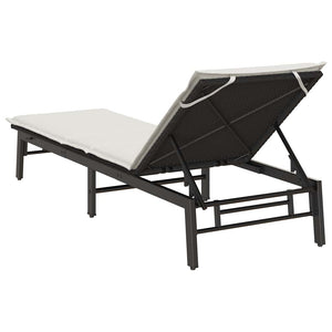 Schwarze Poly Rattan Sonnenliege mit Auflage