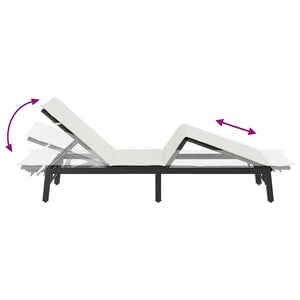 Schwarze Poly Rattan Sonnenliege mit Auflage
