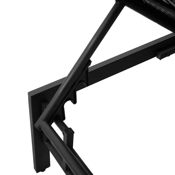 Schwarze Poly Rattan Sonnenliege mit Auflage