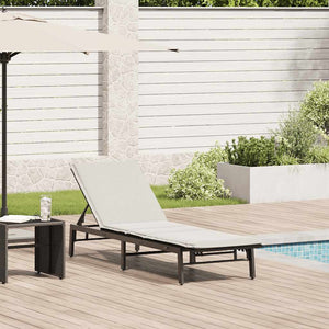 Schwarze Poly Rattan Sonnenliege mit Auflage