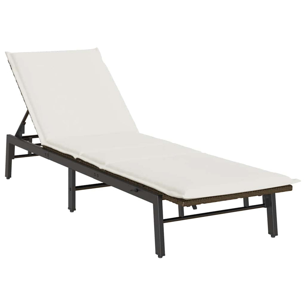 Braune Poly Rattan Sonnenliege mit Auflage