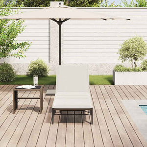Braune Poly Rattan Sonnenliege mit Auflage