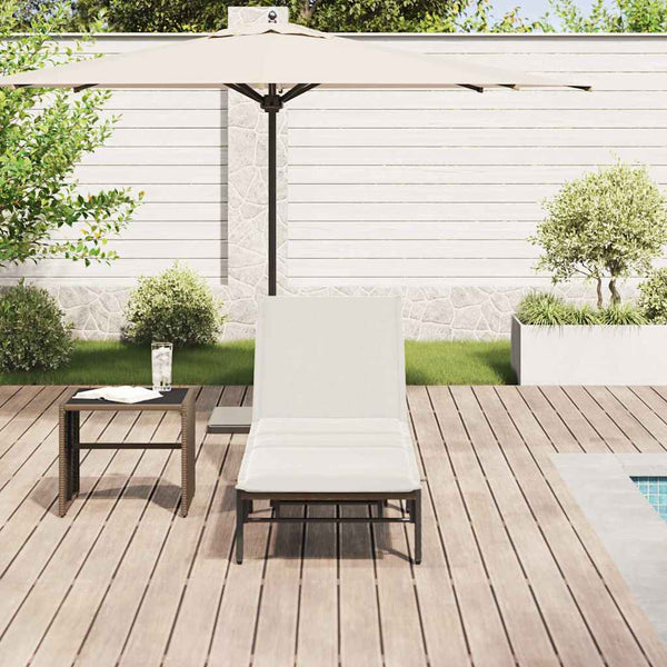 Braune Poly Rattan Sonnenliege mit Auflage