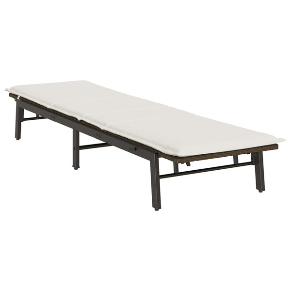 Braune Poly Rattan Sonnenliege mit Auflage