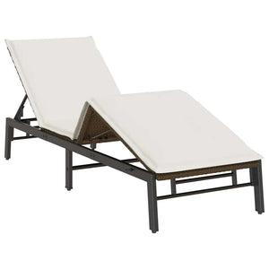 Braune Poly Rattan Sonnenliege mit Auflage