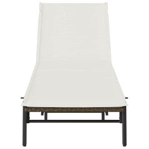 Braune Poly Rattan Sonnenliege mit Auflage