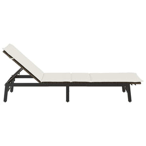 Braune Poly Rattan Sonnenliege mit Auflage