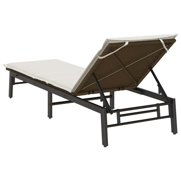 Braune Poly Rattan Sonnenliege mit Auflage