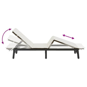 Braune Poly Rattan Sonnenliege mit Auflage