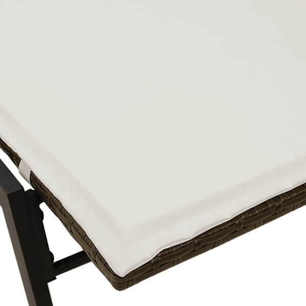 Braune Poly Rattan Sonnenliege mit Auflage