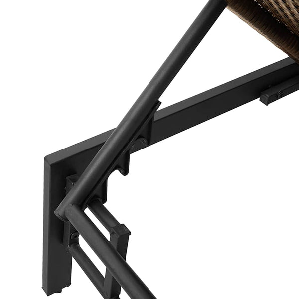 Braune Poly Rattan Sonnenliege mit Auflage