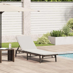 Braune Poly Rattan Sonnenliege mit Auflage
