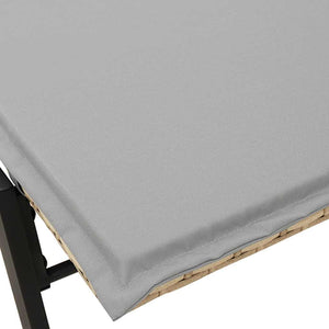 Beige Poly Rattan Sonnenliege mit Auflage