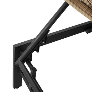 Beige Poly Rattan Sonnenliege mit Auflage