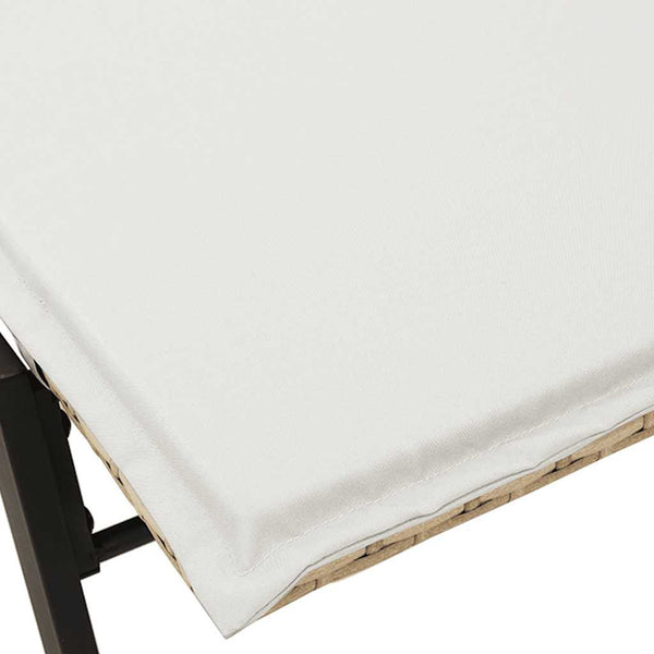 Beige Poly Rattan Sonnenliege mit Auflage